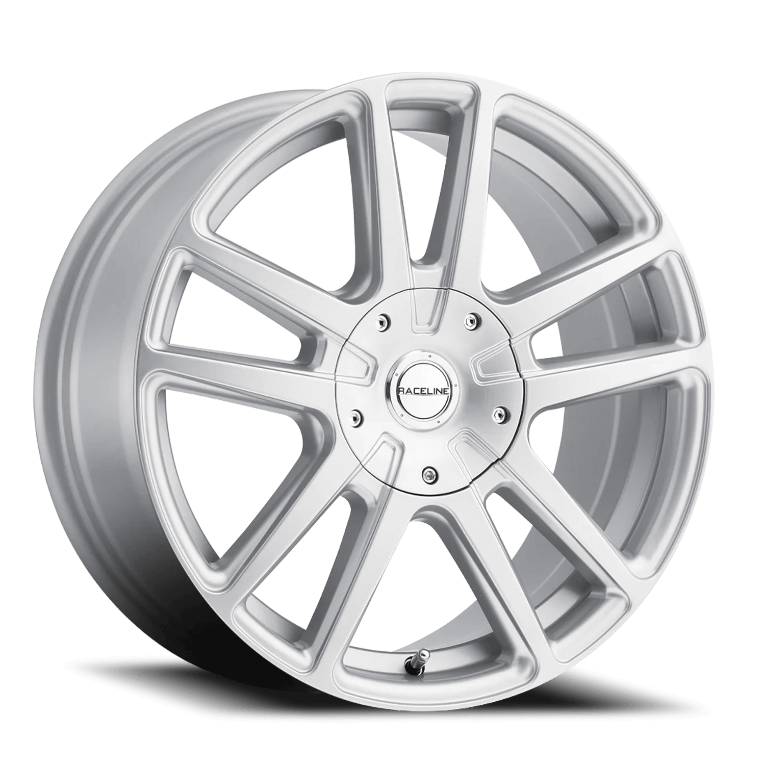 Raceline Wheels Aluminum Wheels 18x8 Encore 145S Machined Spoke-Machined Outer Lip Hyper Silver Split Spoke 40 Offset 5 on 112/5 on 120 Bolt Pattern 74.1 Bore Raceline - 145S-88091+40