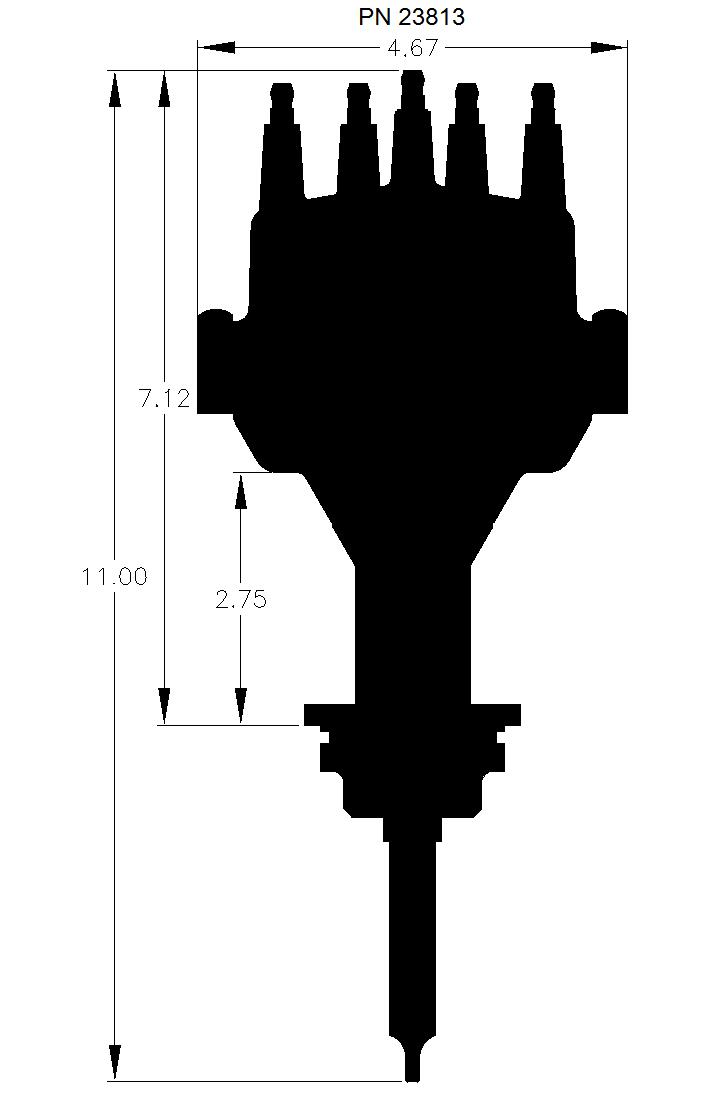 Black, Chrysler 318-360 Dual Sync Distributor.  - 23813