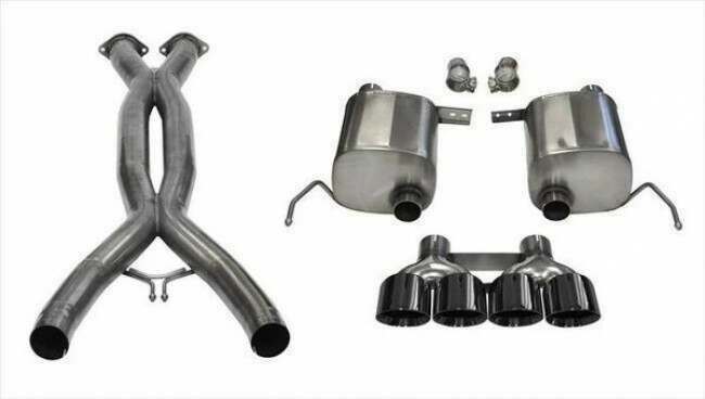 Corsa 2.75" Dual Rear Exit Xtreme Valveback Exhaust System with X-Pipe and Quad Black 4.5" Tips (2014-2019 C7 Corvette) -14762BLK-21078