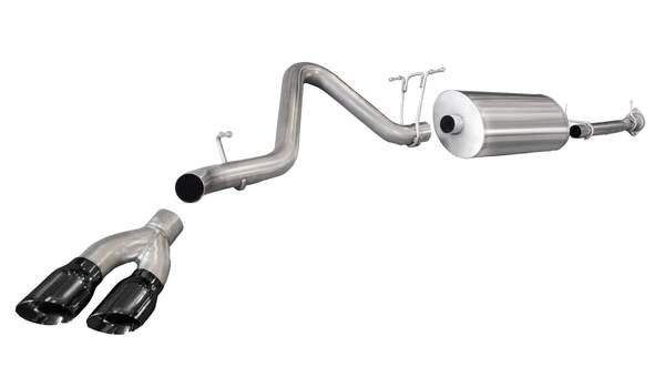 Corsa 14792BLK 3" Single Side Exit Sport Catback Exhaust with 4.0" Black Tips (2011-2014 Silverado / Sierra 144.2" Wheelbase - Ext / Std)