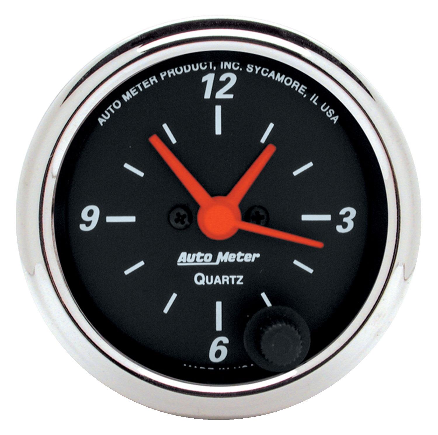 Auto Meter 2-1/16" CLOCK, 12 HOUR, DESIGNER BLACK - 1484