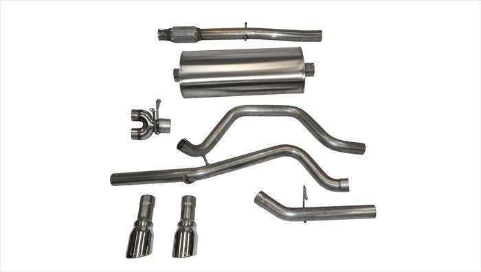 Corsa 14870 3" Sport Dual Rear Exit Catback Exhaust with 4.0" Polished Tips (2014-2019 Silverado / Sierra)