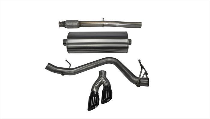 Corsa 14874BLK 3" Sport Single Side Exit Catback Exhaust with 4.0" Black Tips (2014-2019 Silverado / Sierra)
