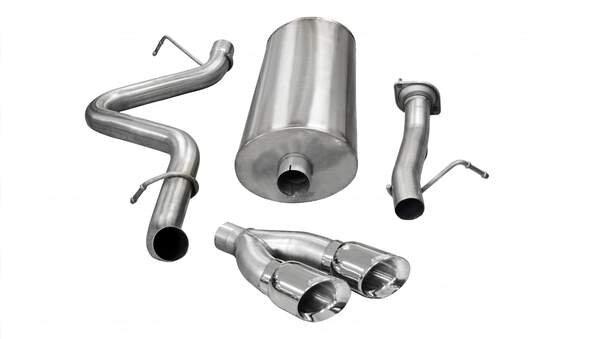 Corsa 14894 3" Single Side Exit Sport Catback Exhaust with 4.0" Polished Tips (2007-2010 Silverado / Sierra 153" Wheelbase - Crew / Std)