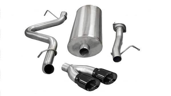 Corsa 14898BLK 3" Single Side Exit Sport Catback Exhaust with 4.0" Black Tips (2007-2010 Silverado / Sierra 167" Wheelbase - Crew / Long)