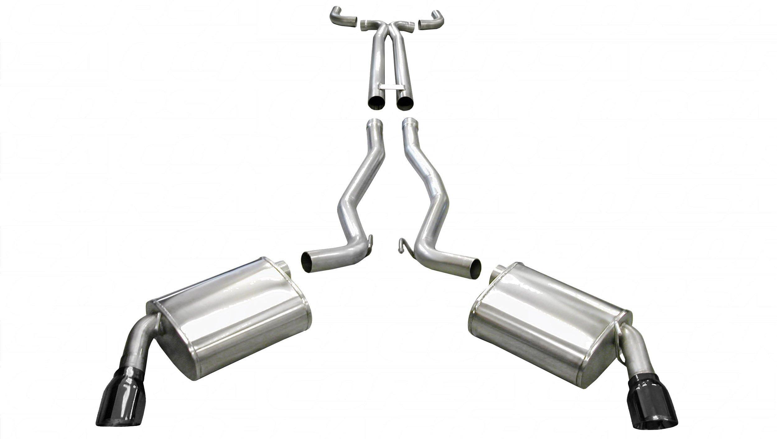 Corsa 14951BLK 2.5" Dual Rear Exit Catback Exhaust System with 4" Black Tips (2010-2015 Camaro SS)