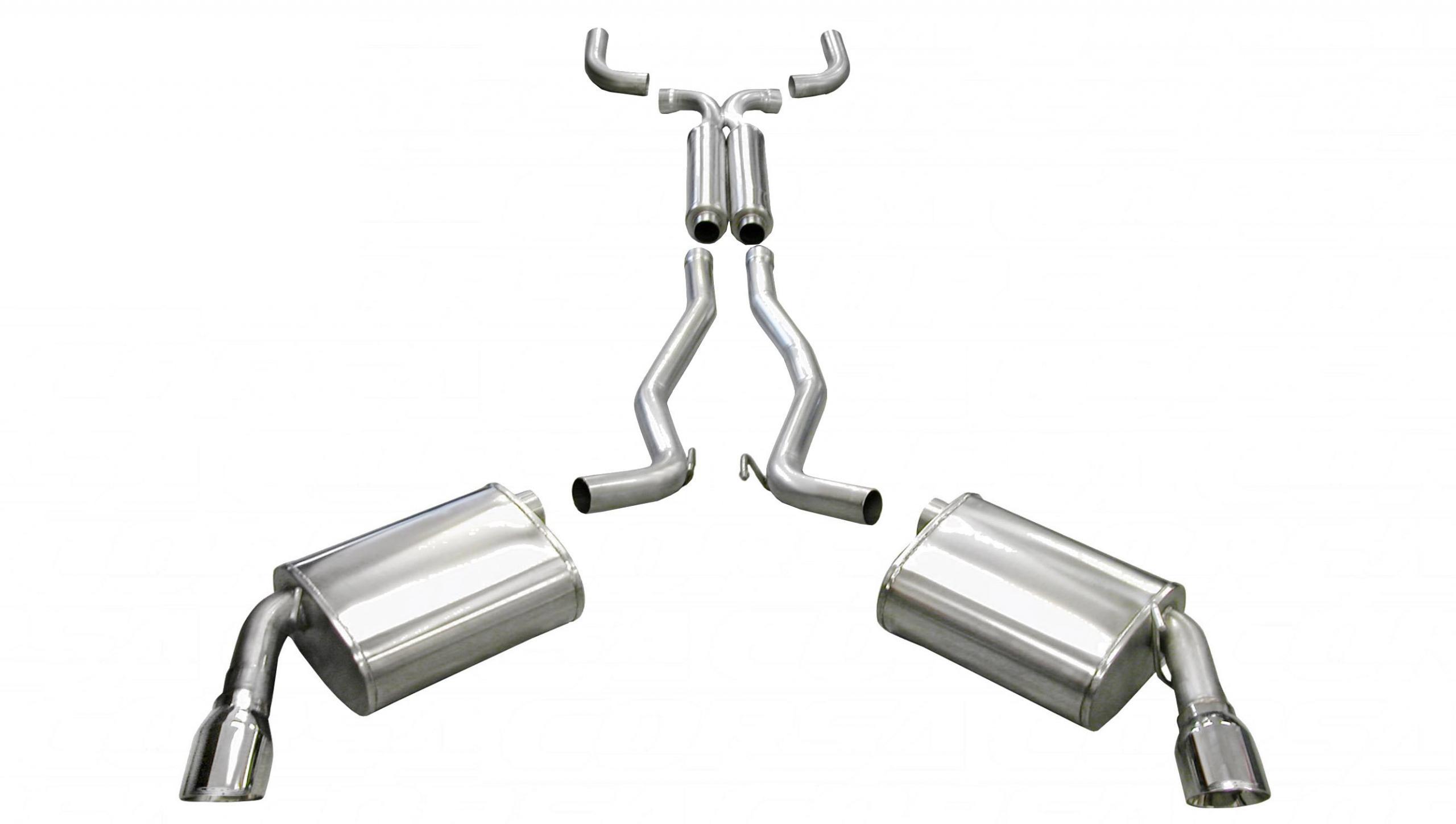 Corsa 14952 2.5" Dual Rear Exit Sport Catback Exhaust System with 4" Polished Tips (2010-2015 Camaro SS Automatic)