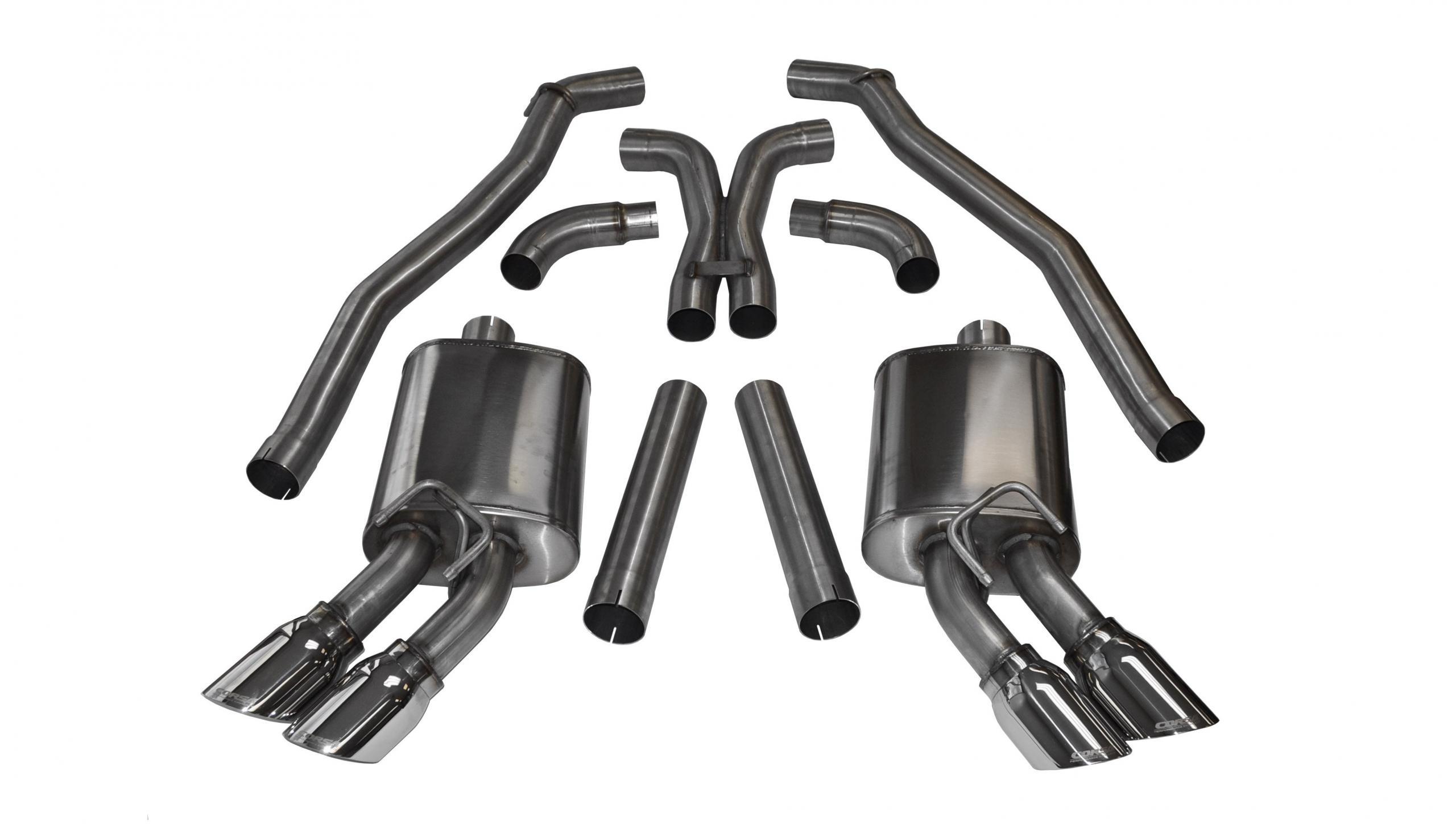 Corsa 14971 3" Dual Rear Exit Sport Catback Exhaust System with 4" Polished Tips (2012-2015 Camaro ZL1 Coupe )