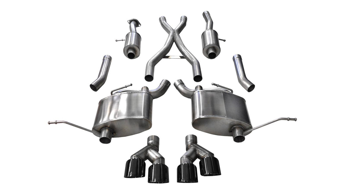 Corsa Performance 2.5" Cat Back Dual Exhaust - Quad Black Tips (2011-2021 Grand Cherokee V6) - 14984BLK