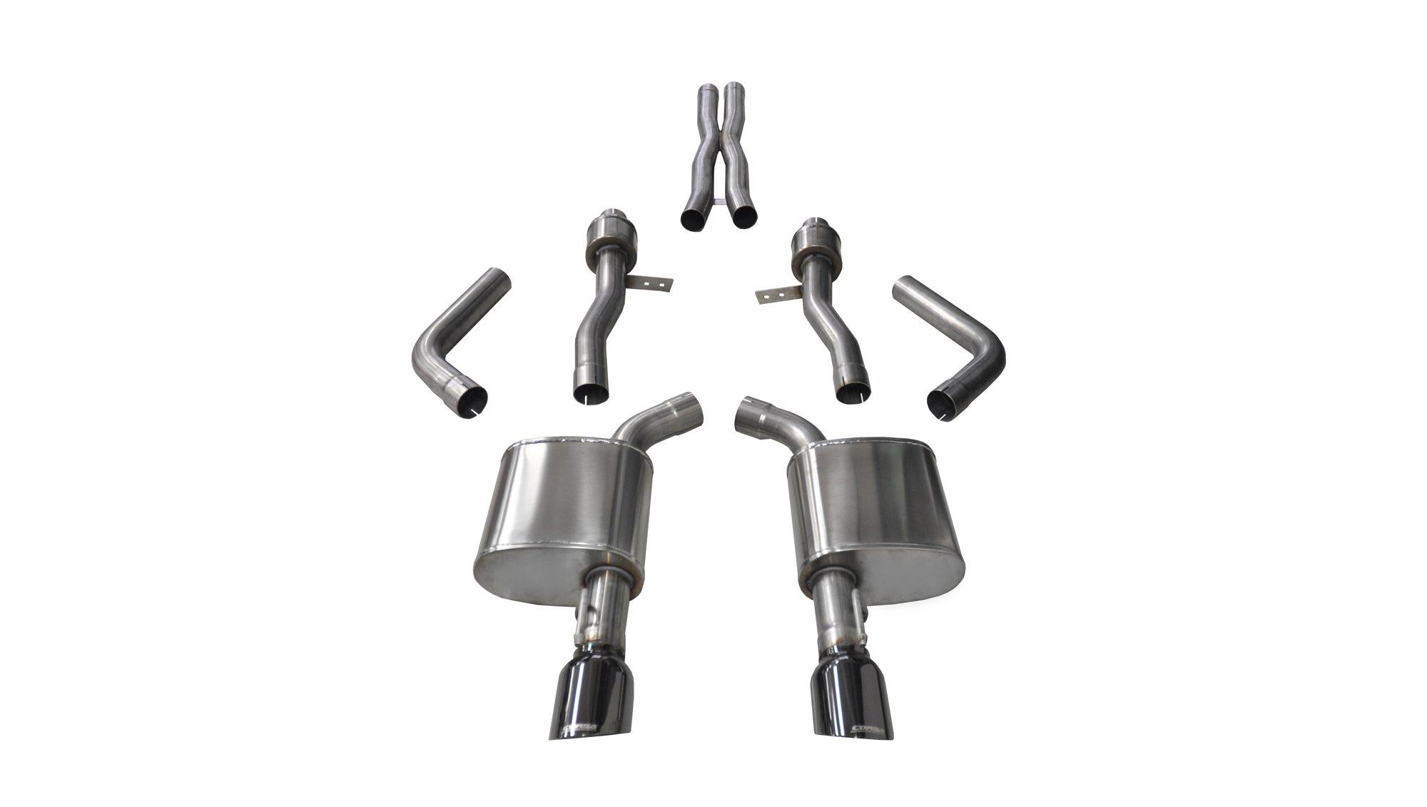 Corsa 14995BLK Sport Catback Exhaust System w/ 4.5" Black Tips (2015-2019 Charger SRT Hellcat 6.2L / 6.4L)