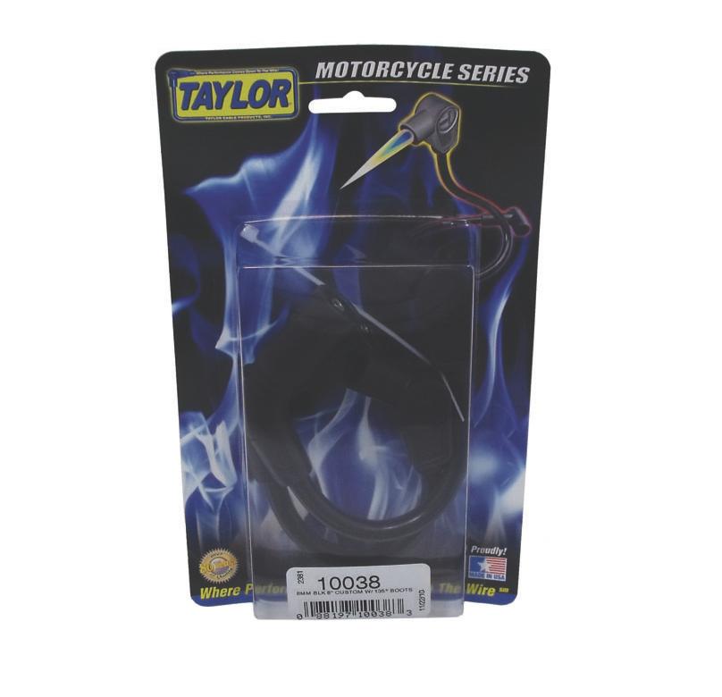 TAYLOR CABLE 8mm Spiro-Pro black 8in custom MC 135 Spark Plug Wires - 10038