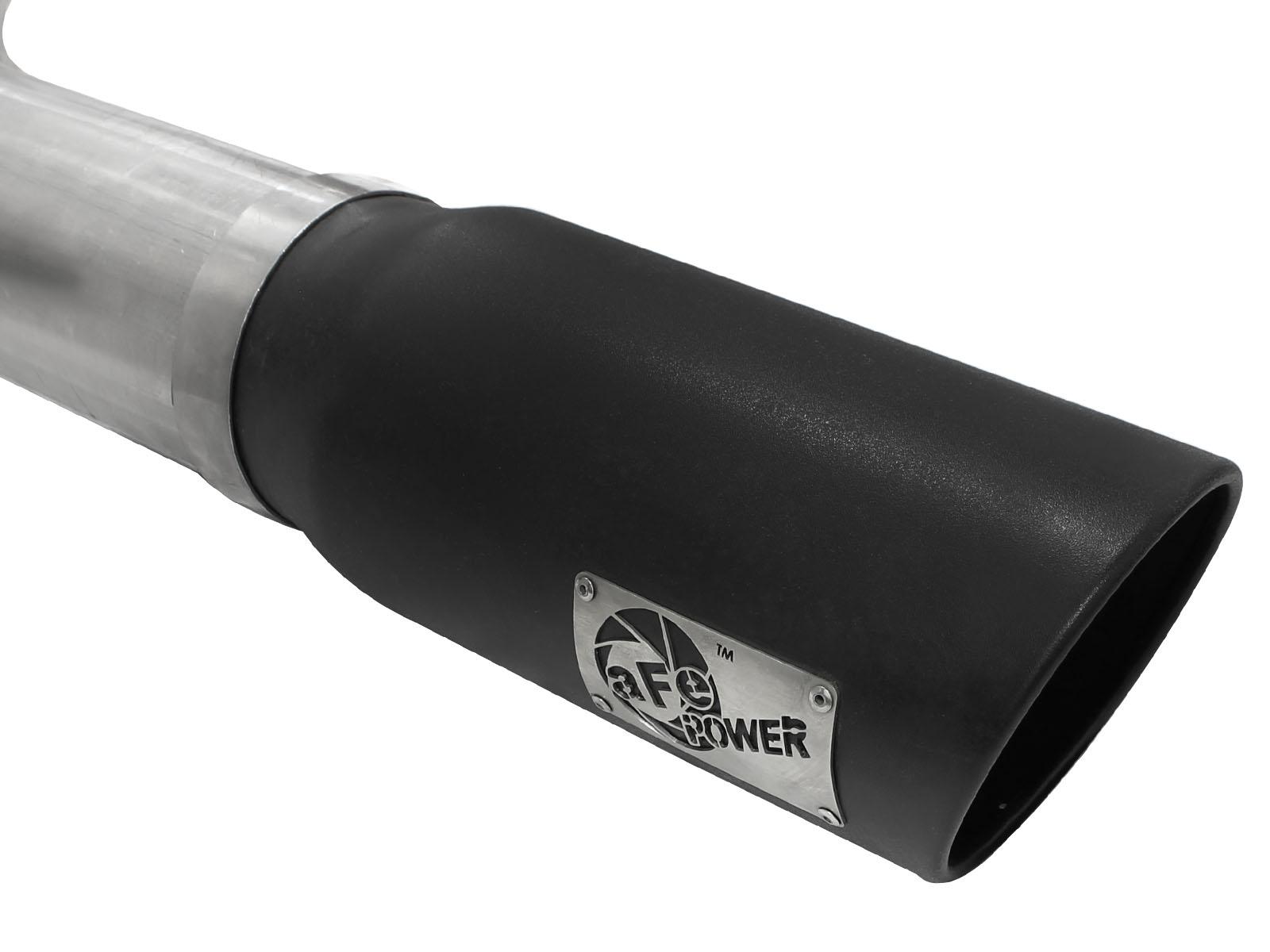 AFE Large Bore-HD 5 IN 409 Stainless Steel DPF-Back Exhaust System w/Black Tip (2013-2018 2500, 2500, 3500, 3500) - 49-42039-B