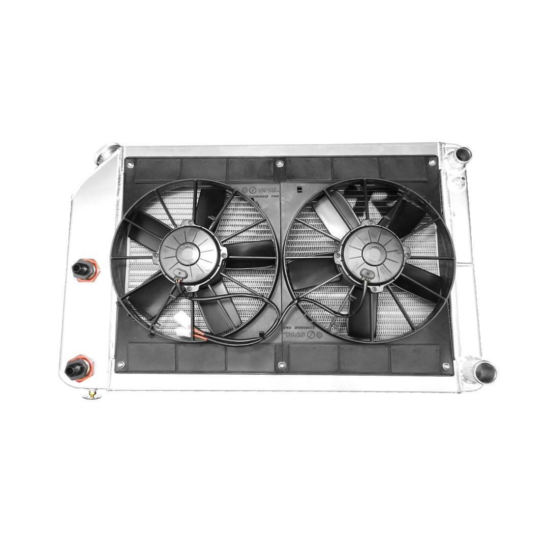 PWR Chevrolet Camaro Pontiac Firebird Radiator Module 67-69 2 Pass LS 10 Plate Engine Oil Cooler w/Spal Dual 11 in Fans CR Racing - 15-11013