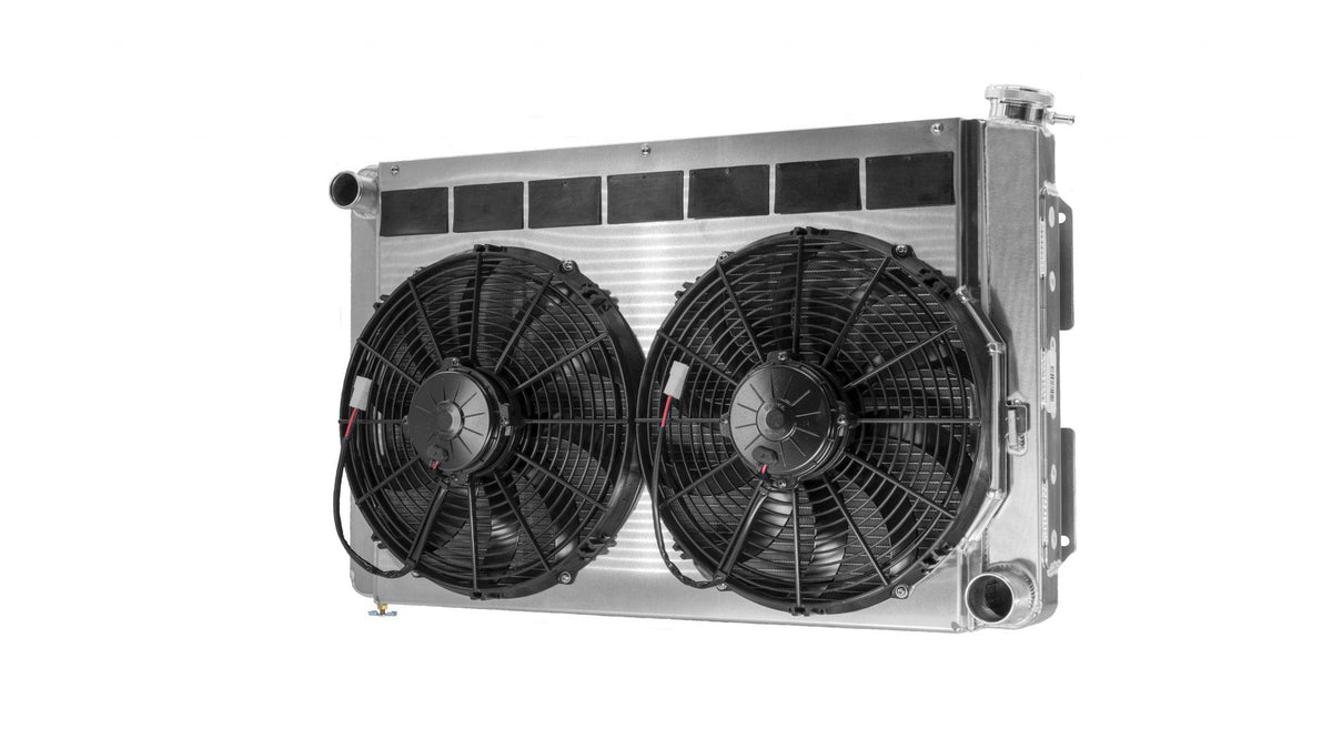 PWR Chevrolet Camaro Pontiac Firebird 67-69 SBC Single Pass Radiator Module w/ Dual 13 Inch Spal Fans PWR Racing - 15-11020