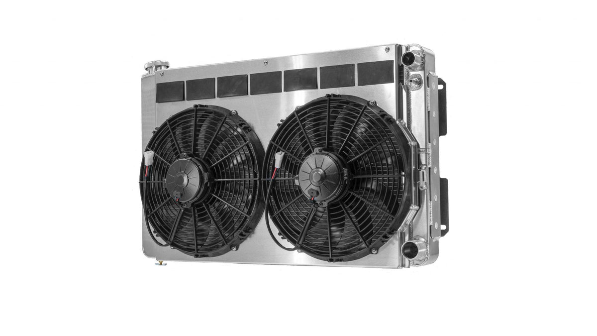 PWR Chevrolet Camaro Pontiac Firebird 67-69 LS Double Pass Radiator Module w/ Dual 13 Inch Spal PWR Racing - 15-11030