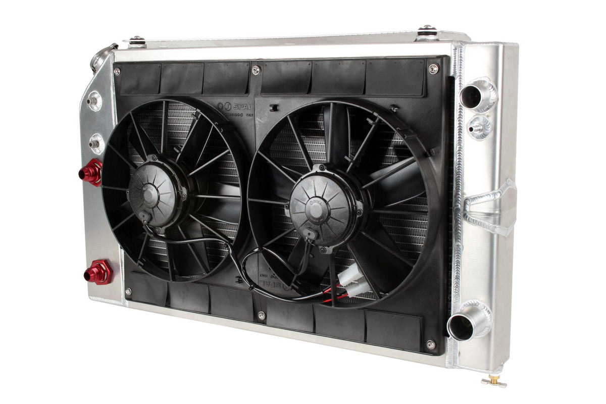 PWR Chevrolet Camaro 70-81 Pontiac Firebird 70-74 LS Double Pass Radiator w/EOC / PSC and Dual 13 Inch Spal Fans PWR Racing - 15-11054