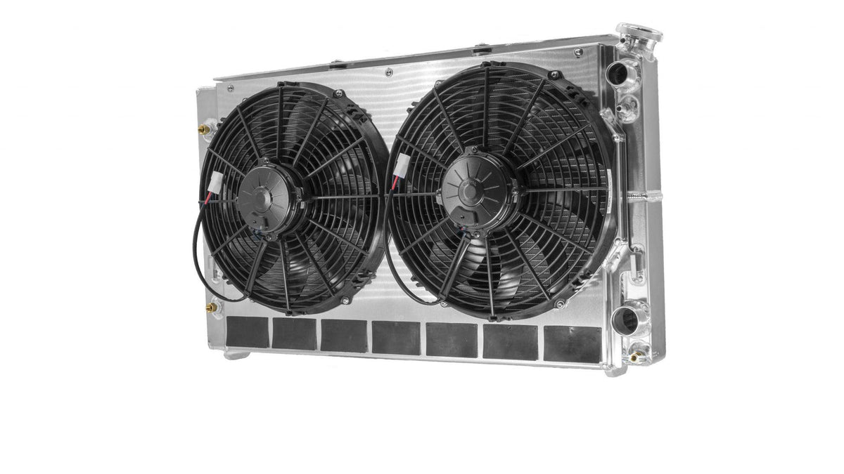 PWR Chevrolet Camaro 82-92 LS Dual Pass Radiator Module w/ TOC and Dual 13 Inch Spal Fans PWR Racing - 15-11081