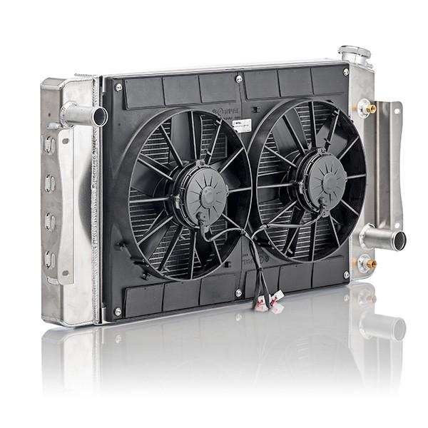 PWR Chevrolet Bel Air 55-57 Extruded Tube Crossflow Radiator Module LS w/TOC, Spal Dual 11 Inch Fans PWR Racing - 15-11281