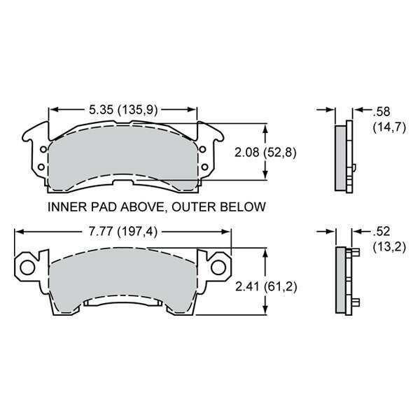 Wilwood Pad Set BP-30 D52/GM .52in/.58in Thick - 150-14777K