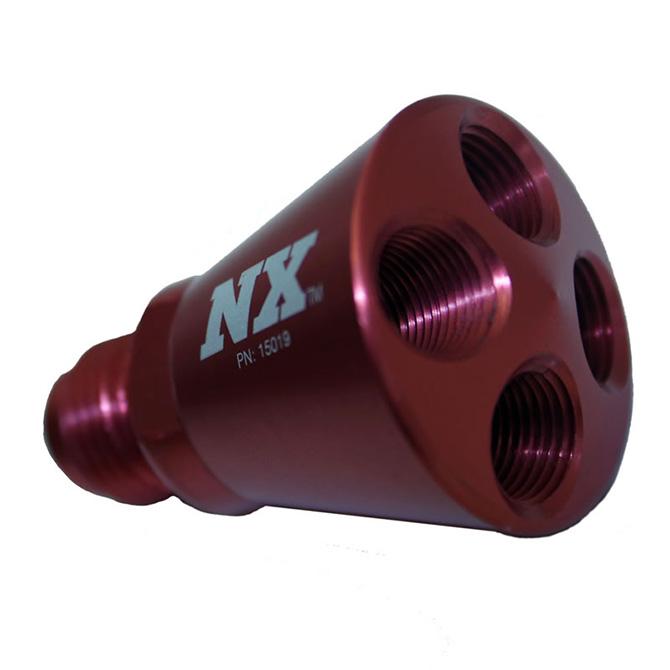 Nitrous Express 4 Port Showerhead Dist Block W/6An Inlet (Red) - 15019R