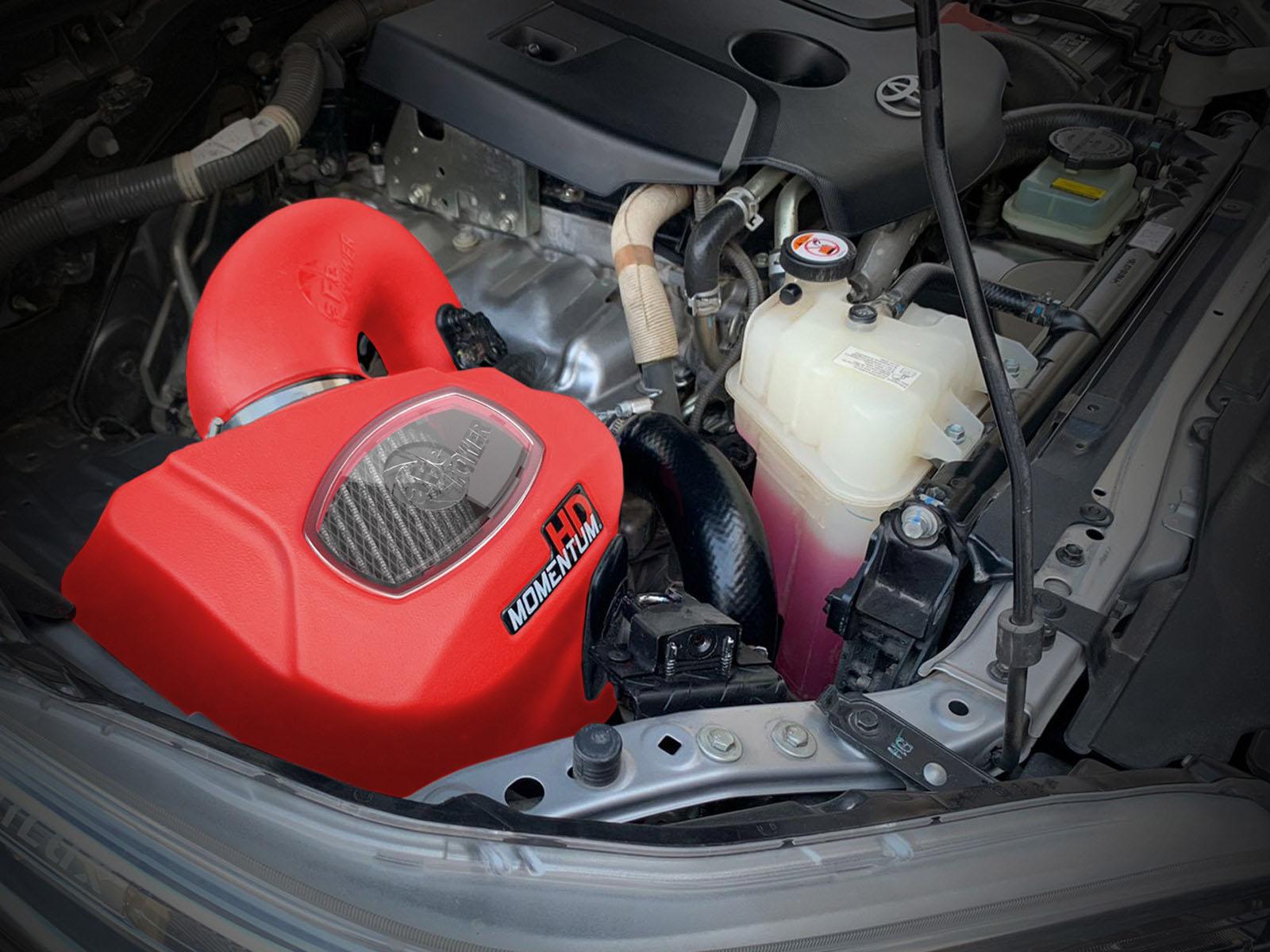 AFE Momentum HD Cold Air Intake System Red w/ Pro DRY S Filter (2018-2025 Hilux) - 50-70063DR