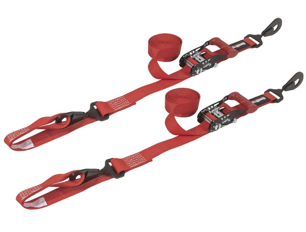 SpeedStrap 1.5 Inch x 10' Ratchet Tie-Down w/ Soft-Tie 2 Pack Red - 15223-2