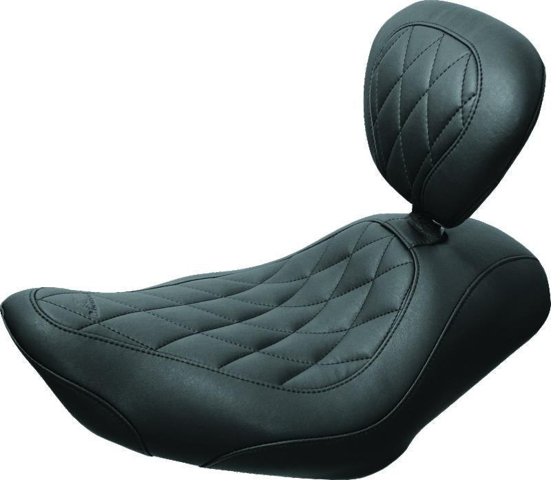 Mustang 11-17 Yamaha Stryker Standard Touring 2PC Seat w/Driver Backrest - Black