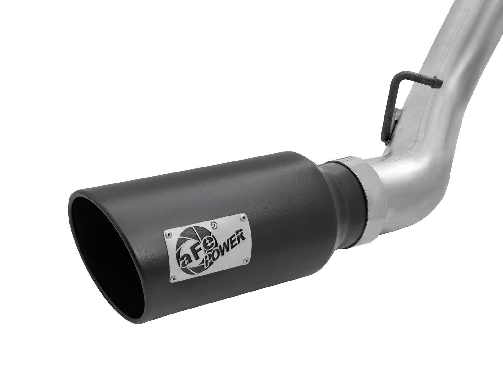 AFE Large Bore-HD 4 IN 409 Stainless Steel DPF-Back Exhaust System w/ Dual Black Tip (2016-2016 Silverado 2500 HD, Silverado 3500 HD, Sierra 2500 HD, Sierra 3500 HD) - 49-44080-B