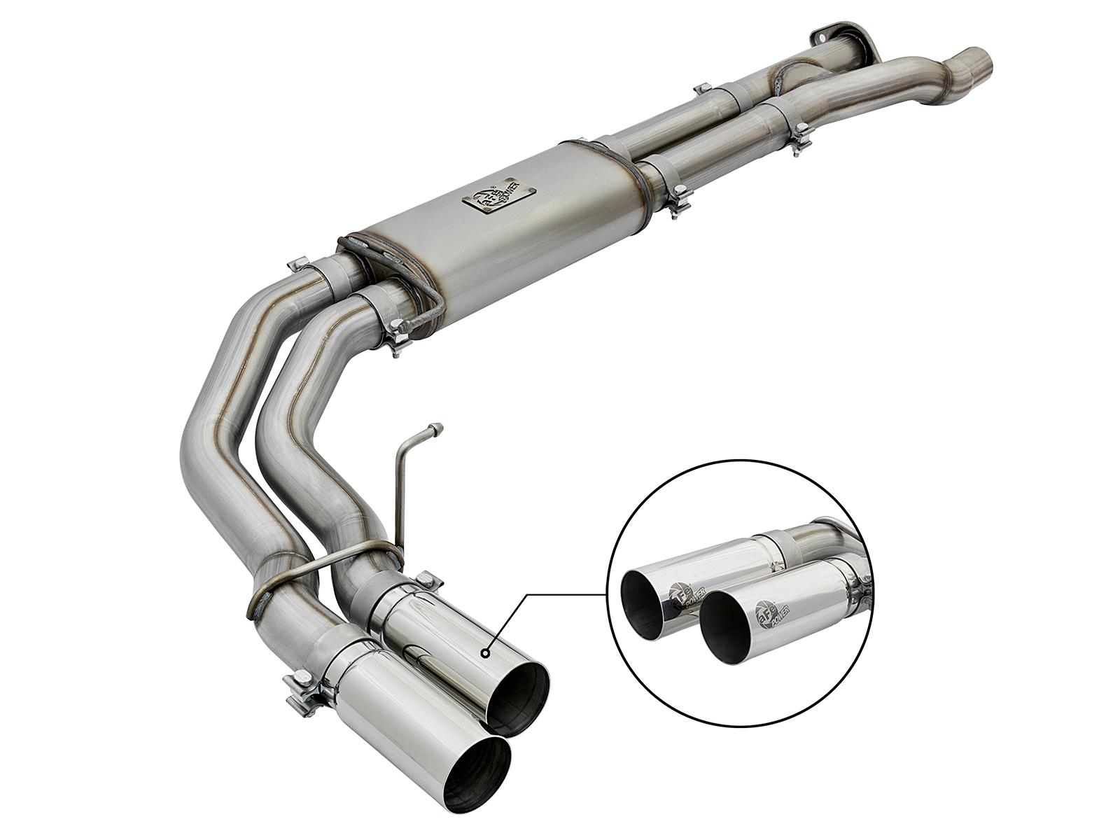 AFE Rebel Series 3 IN 409 Stainless Steel Cat-Back Exhaust System w/Polished Tip (2017-2020 F-150) - 49-43091-P