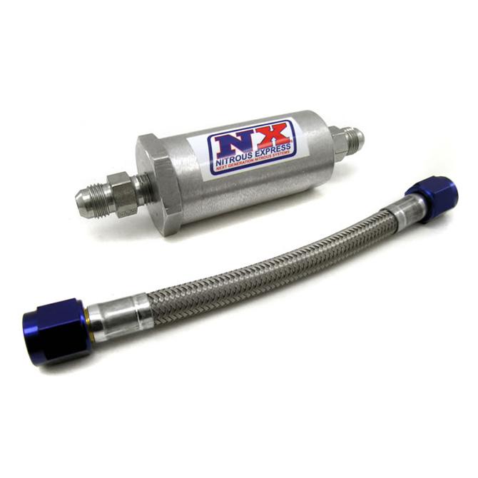 Nitrous Express D-4 Pure-Flo N20 Filter &amp; 7 Inch Stainless Hose (Lifetime Cleanable)
