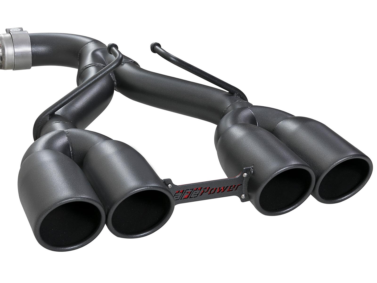 AFE Rebel Series Cat-Back Exhaust System w/ Quad Black Tip (2018-2021 Wrangler, Wrangler) - 49-38071-B