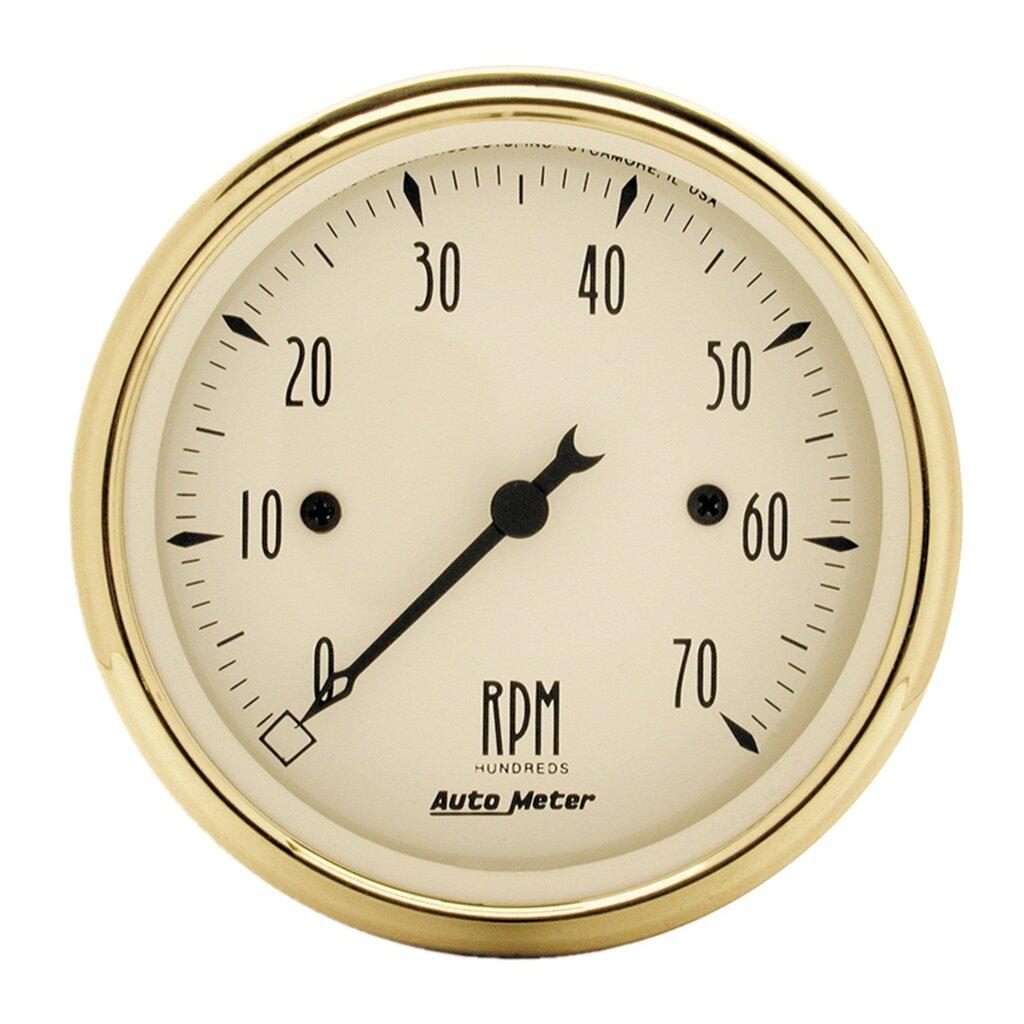 Auto Meter Gauge, Tachometer, 3 1/8" , 7K Rpm, In-Dash, Black Bzl, Golden Oldies - 1595