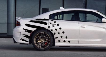Anchor Room Stars & Bars Body Graphics - Silver , Driver Side(2015-2023 Charger) - S&B_DS_S