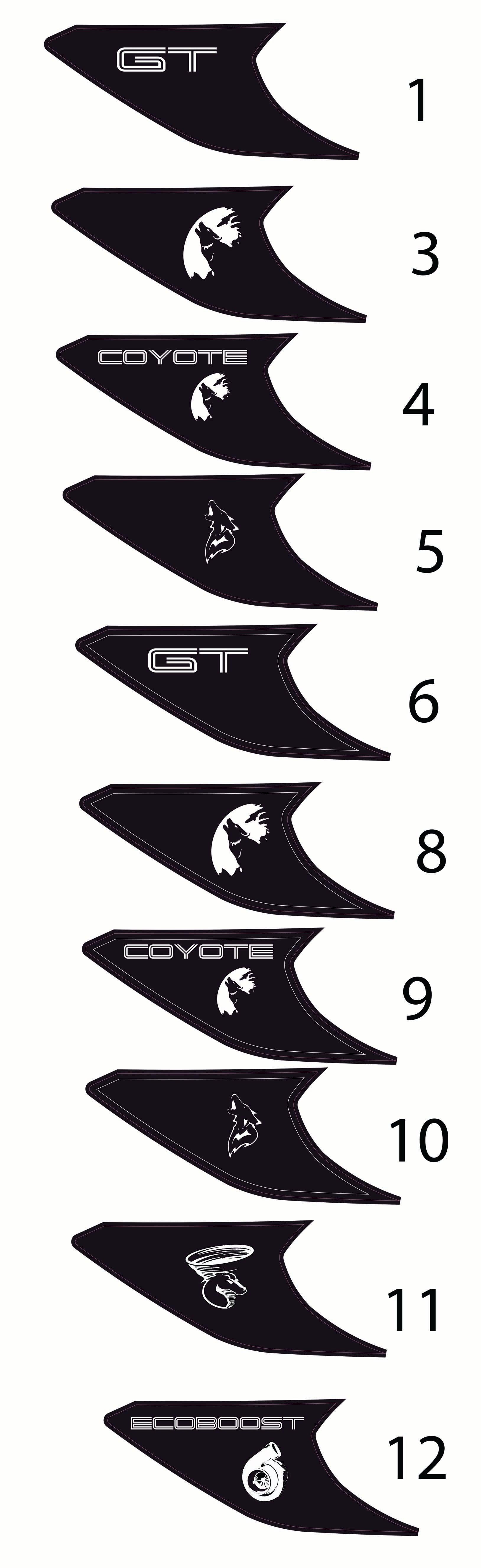 Anchor Room Printed Headlight Amber Corner Blackout - Design 5 (2015-2017Mustang & 2016-2020 GT350 & 2020-2023 GT500)) - 15FM_HAC_M_5