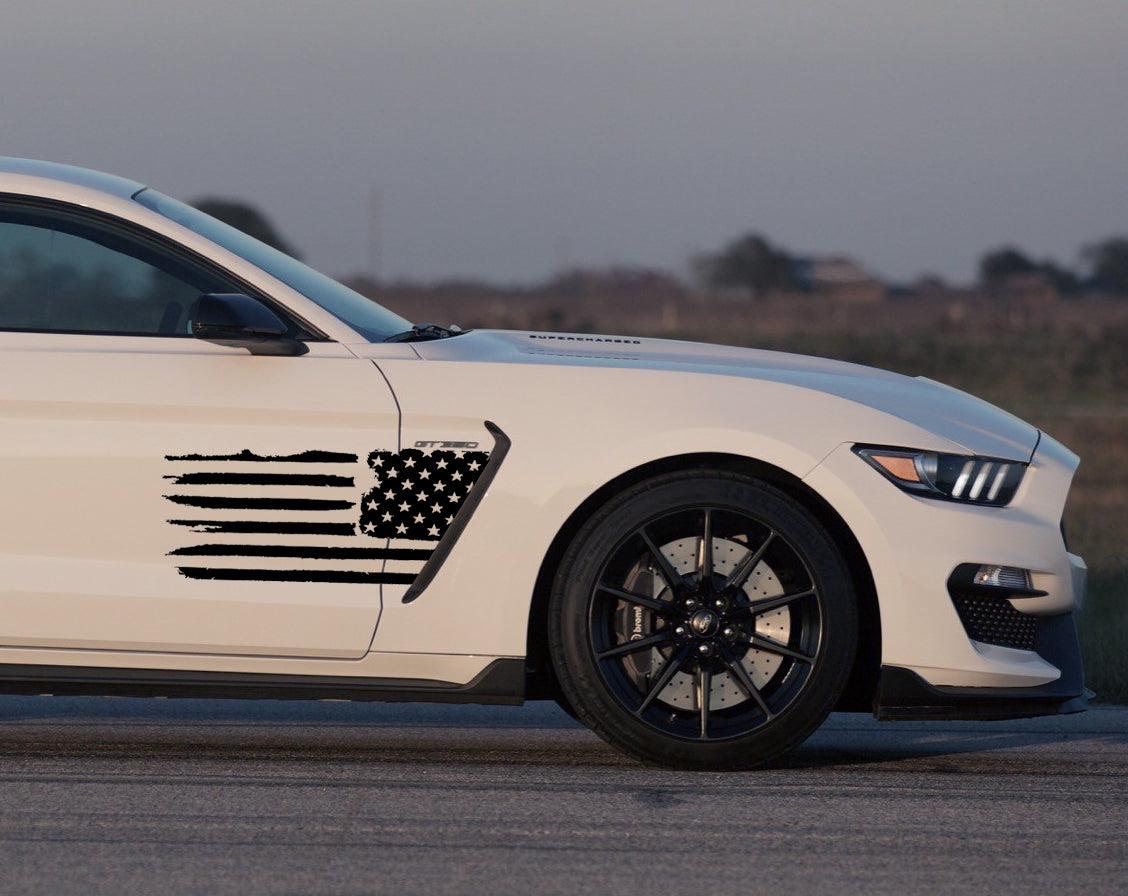 Anchor Room GT350 Side Tattered Flag - Matte White (2016-2020 GT350 Mustang) - 16FS_G3SF_MW