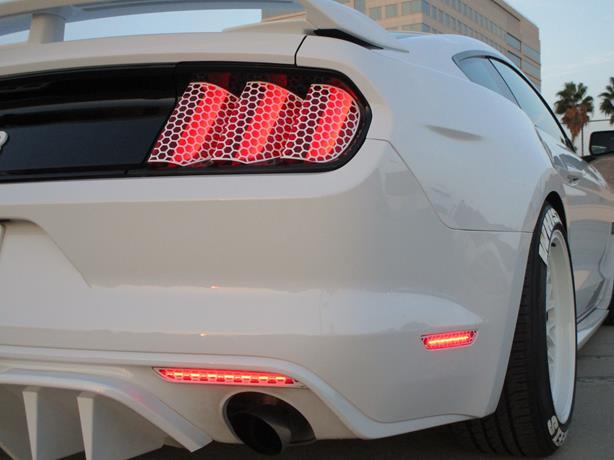 Anchor Room Honey Comb Rear Kit Vinyl Overlay (2015-2017 Mustang) - Competition Orange - 15FM_HCK_CO