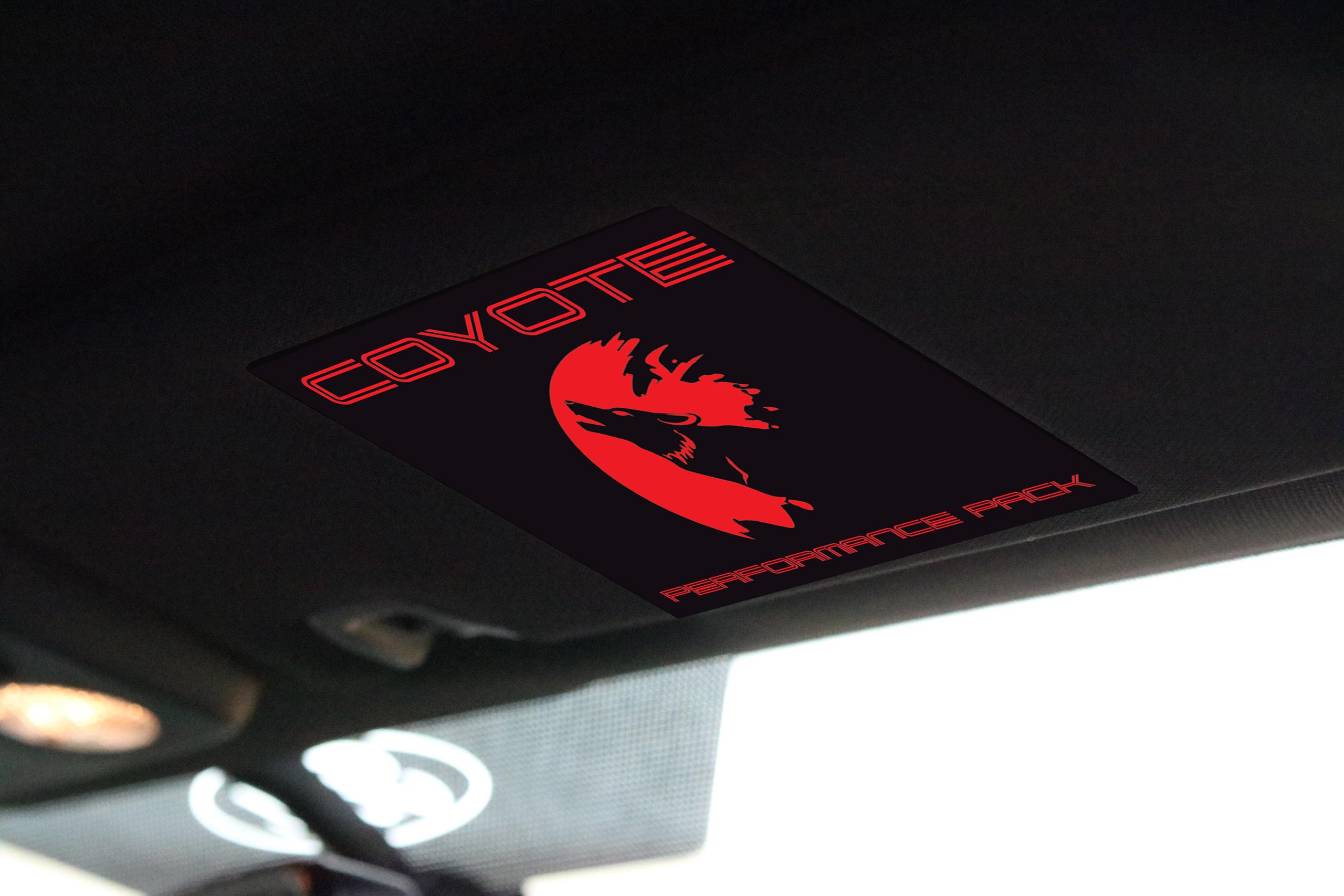 Anchor Room Visor Covers - Coyote Performance Package - Wild Card Red (Race Red) Text (2015-2026 Mustang) - 15FM_VCM_S7_R