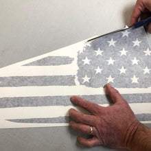 Anchor Room Quarter Window American Flag (2010-2014 Mustang) - Matte Black, Distressed/Tattered - 10FM_QWF_M