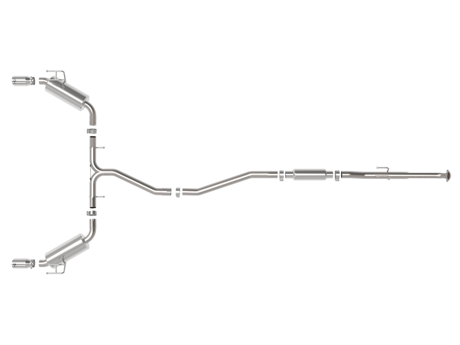 AFE Takeda 2-1/2 IN to 2-1/4 IN 304 Stainless Steel Cat-Back Exhaust System Polished (Honda Civic 2022 L4-1.5L (t)) - 49-36628-P