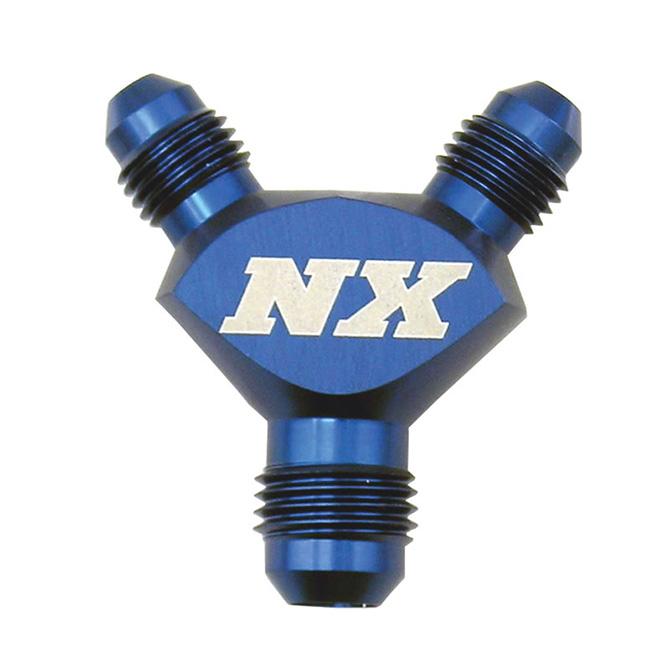 Nitrous Express 3AN x 3AN x 3AN  BILLET PURE-FLO  Y  FITTING (BLUE) - 16076