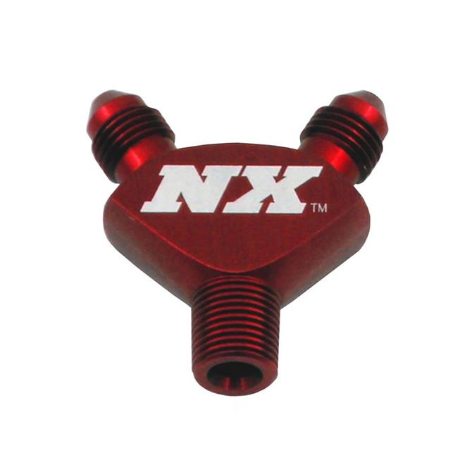 Nitrous Express 1/8NPT x 3AN x 3AN  BILLET PURE-FLO  Y  FITTING (RED) - 16077