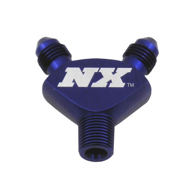 Nitrous Express 1/8NPT x 3AN x 3AN  BILLET PURE-FLO  Y  FITTING (BLUE) - 16078
