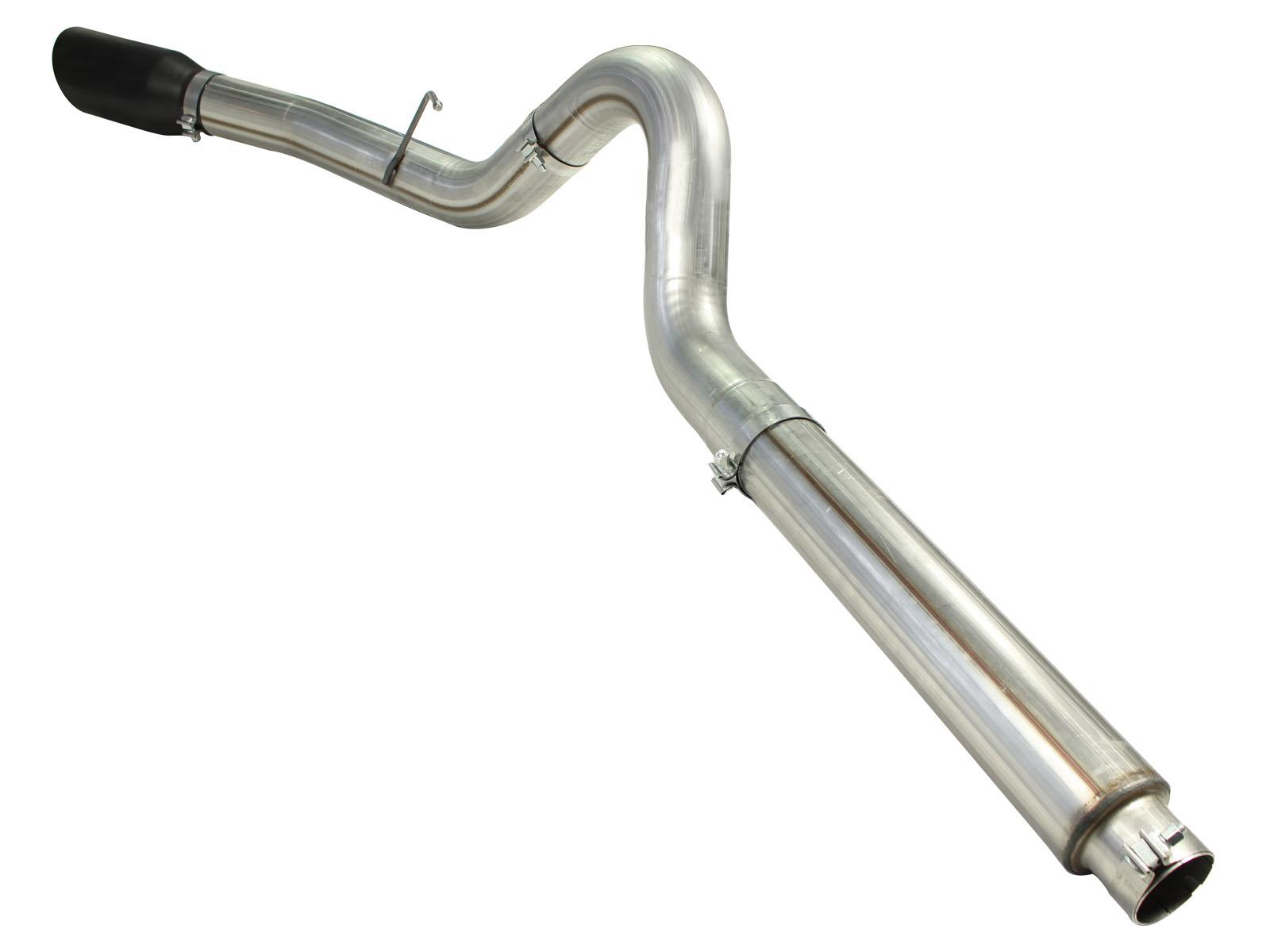 AFE Large Bore-HD 5 IN 409 Stainless Steel DPF-Back Exhaust System w/Black Tip - 49-43054-B
