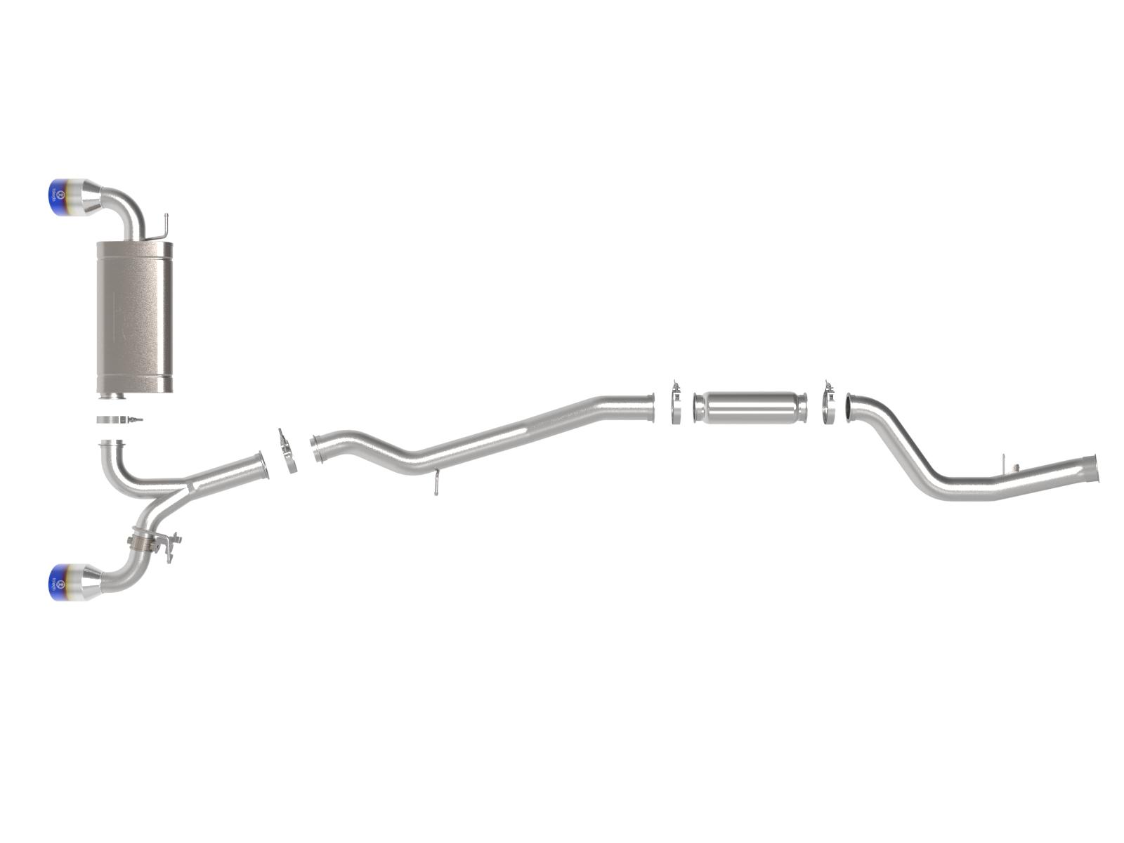 AFE Takeda Cat-Back Exhaust System w/ Dual Rear Exit Blue Flame Tip (2021-2021 GR Supra) - 49-36050-L