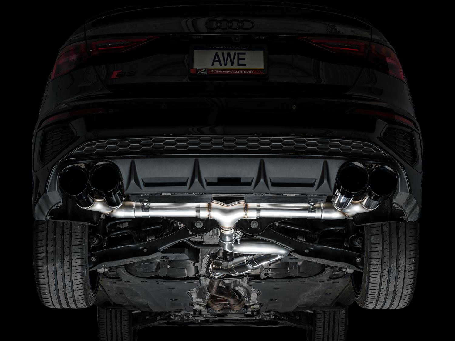 AWE Track Edition Exhaust for Audi 8Y S3 - Diamond Black Tips - 3020-43897