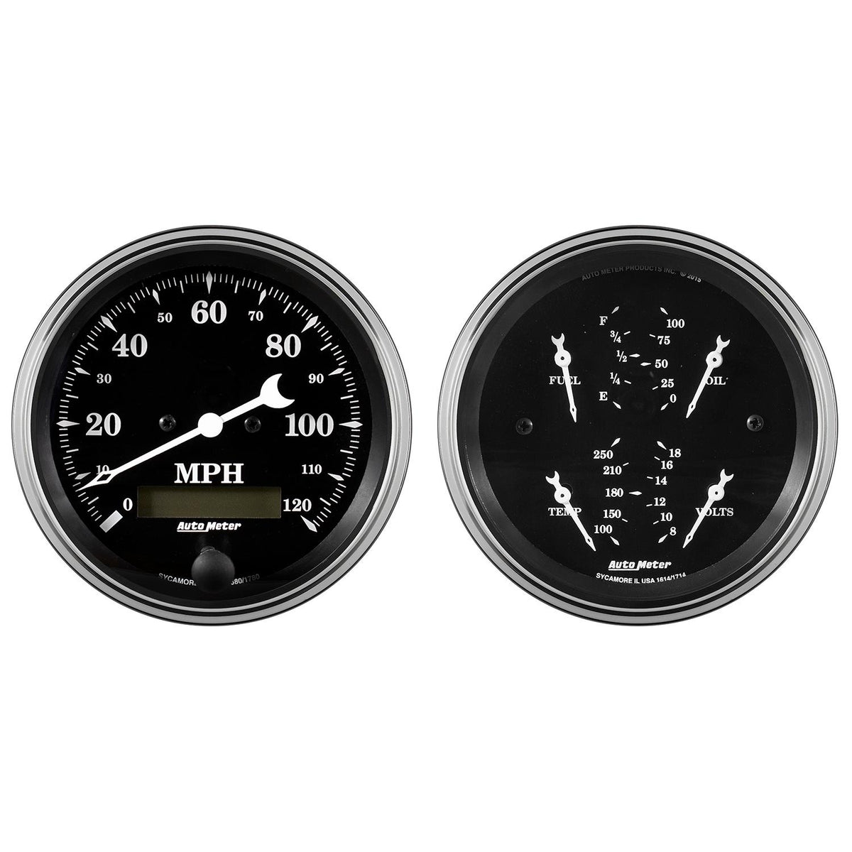 Auto Meter 2 PC. GAUGE KIT, 3-3/8" QUAD & SPEEDOMETER, 240-33 Ω, OLD TYME BLACK - 1700