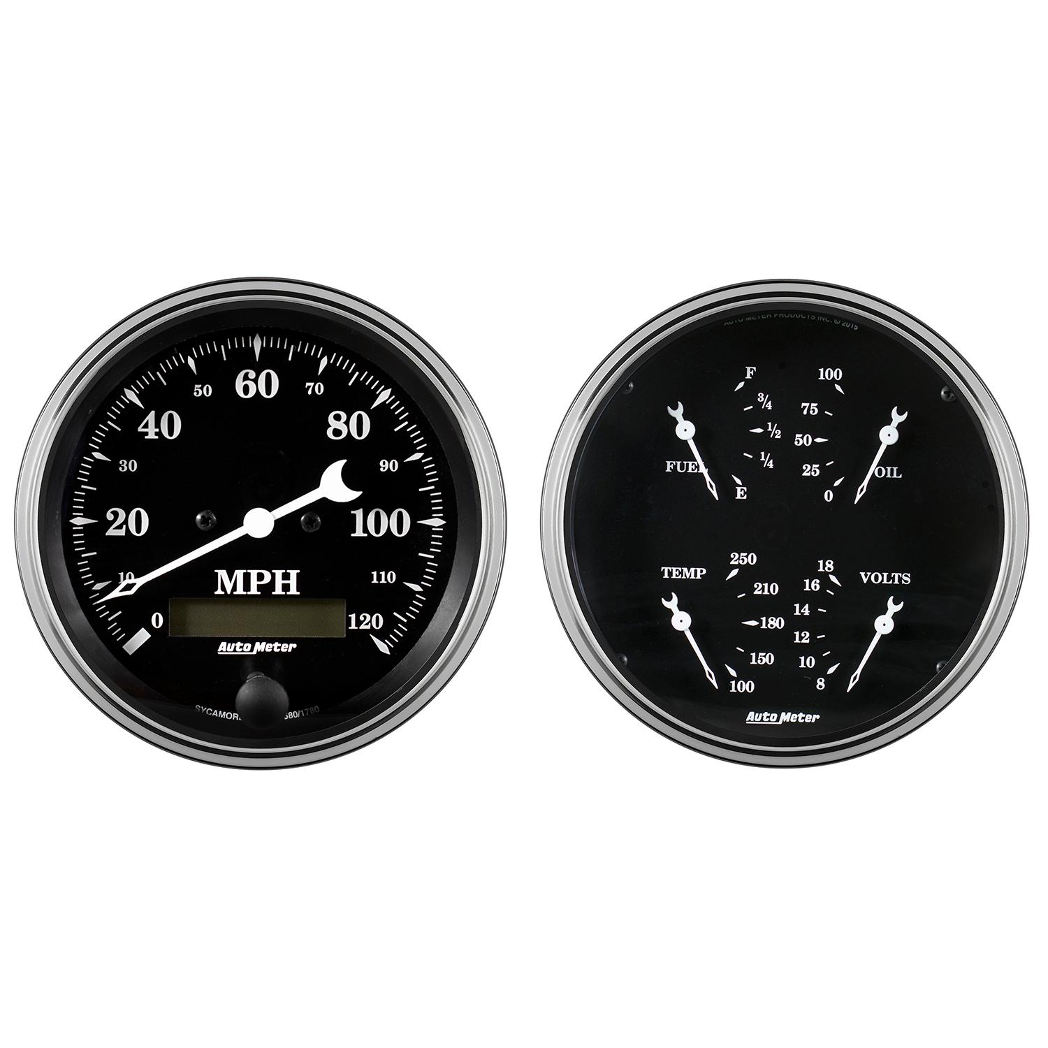 Auto Meter 2 PC. GAUGE KIT, 5" QUAD & SPEEDOMETER, 240-33 Ω, OLD TYME BLACK - 1703