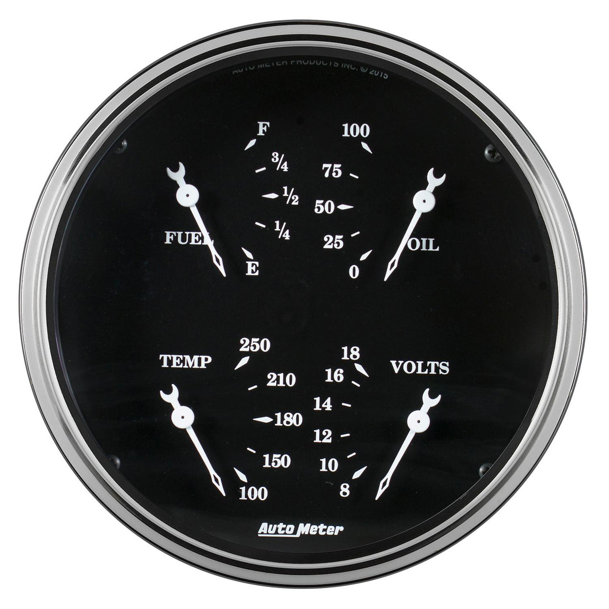 Auto Meter 5" QUAD GAUGE, 240-33 Ω, OLD TYME BLACK - 1710