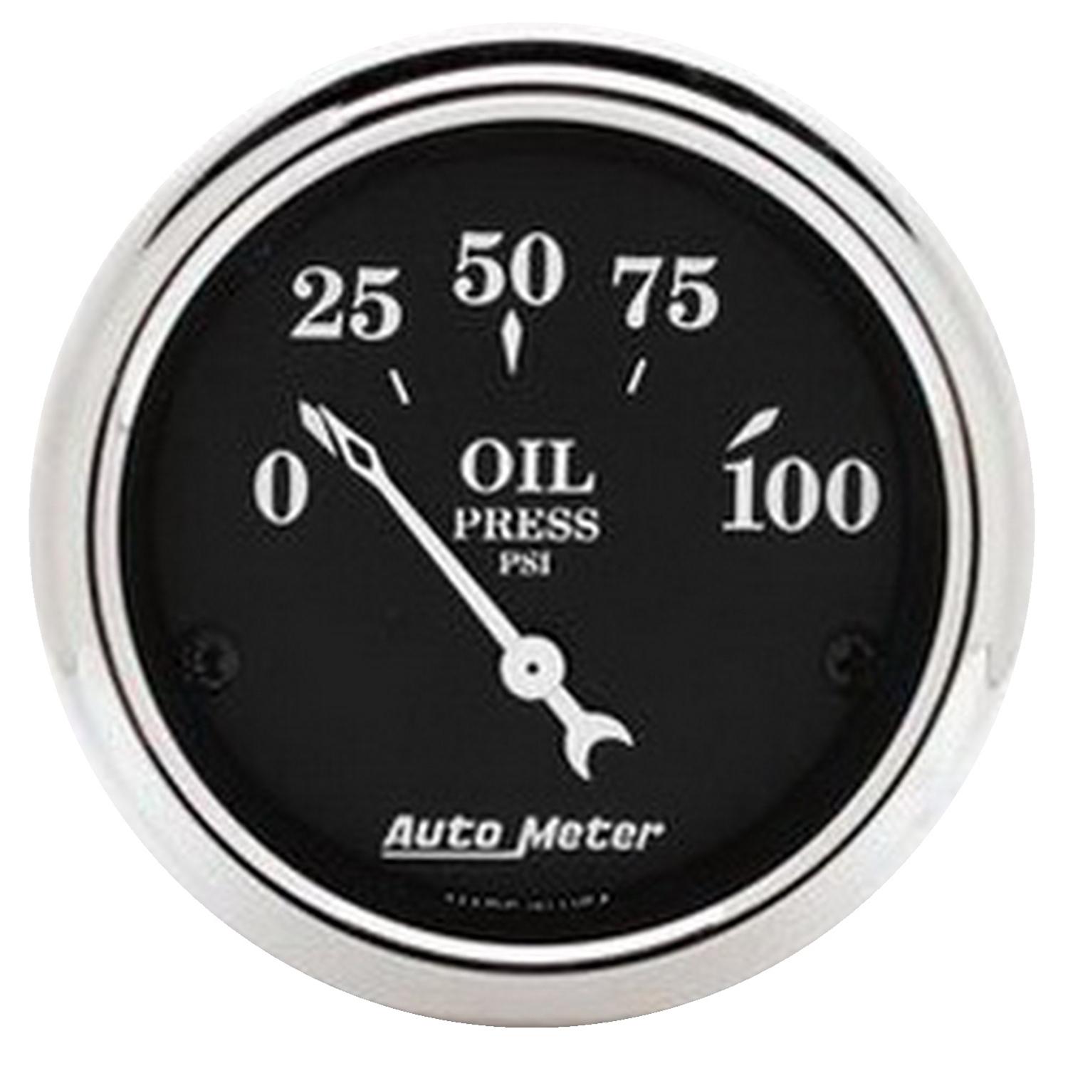 Auto Meter 2-1/16" OIL PRESSURE, 0-100 PSI, OLD TYME BLACK - 1727