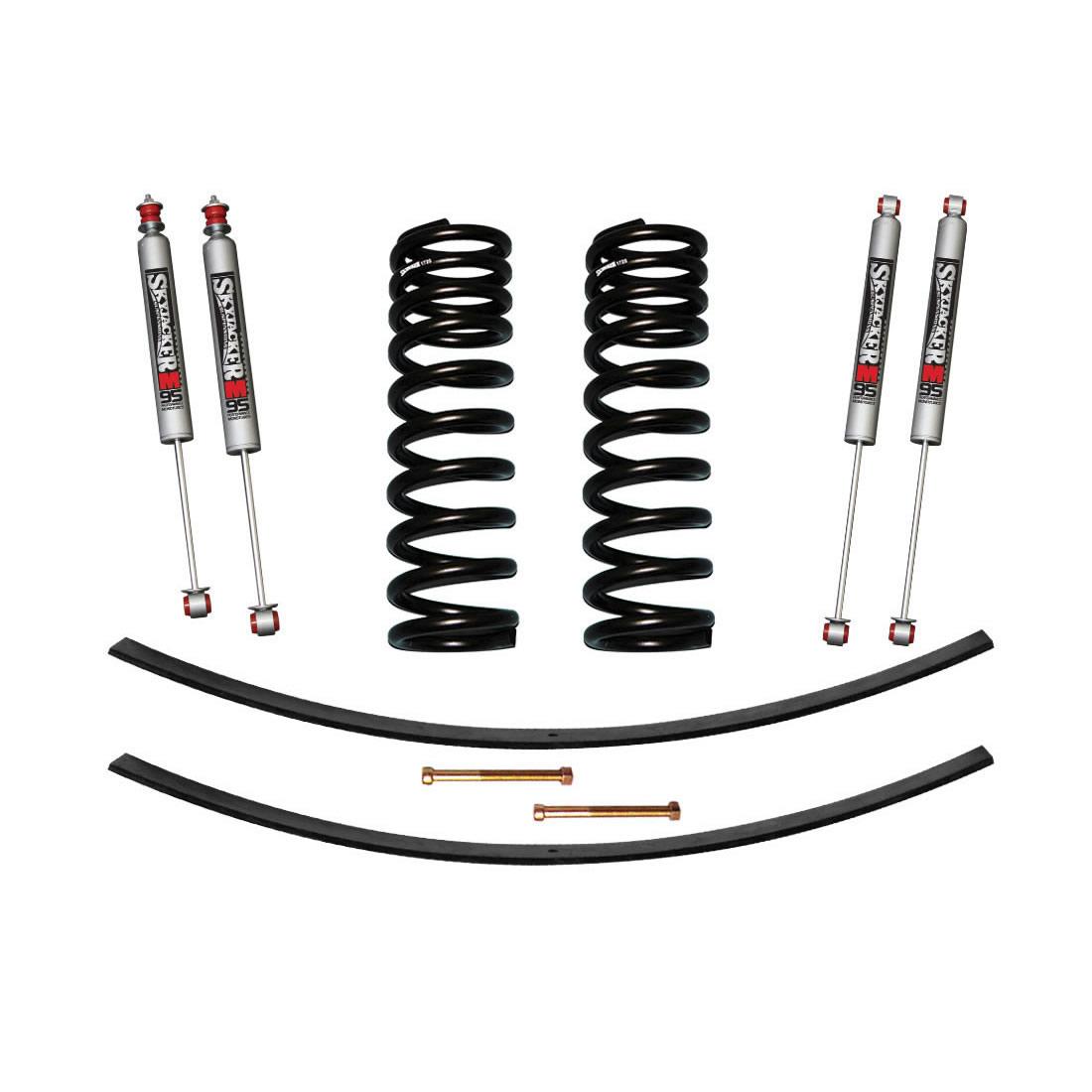 Skyjacker F-100/F-150 Suspension Lift Kit 73-75 Ford F-100 77-79 F-150 w/Shock M95 Performance Shocks 1.5-2 Inch Lift Incl. Front Coil Springs Rear Add-A-Leafs - 172PK-M
